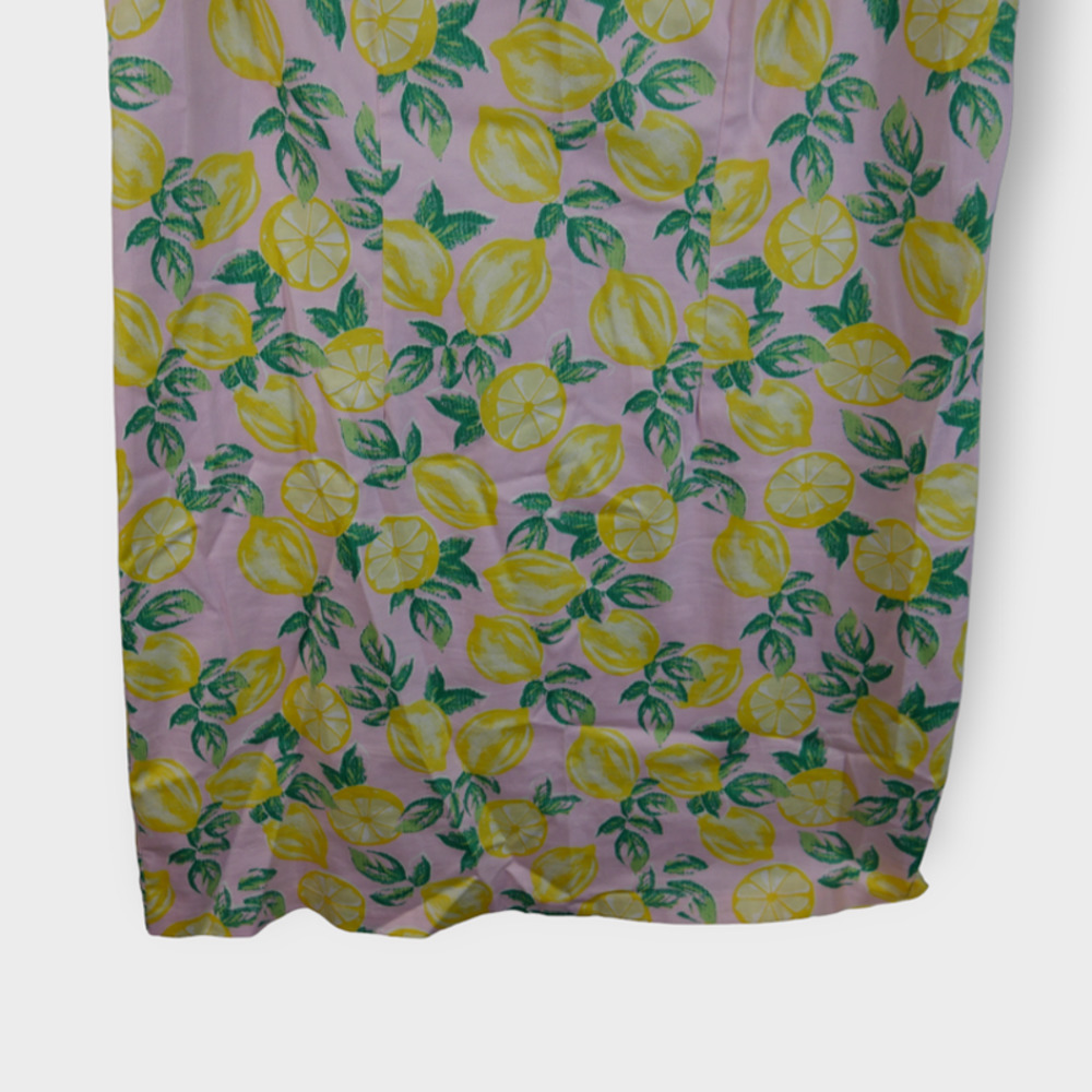 Cynthia Rowley Pastel Pink Lemon Print Notch Neck Shift Dress Size 12 EUC - Picture 5 of 9